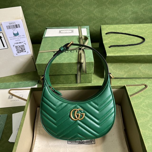 2022 GG original calfskin marmont half-moon-shaped mini bag 699514 green