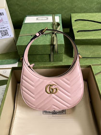 2022 GG original calfskin marmont half-moon-shaped mini bag 699514 pink