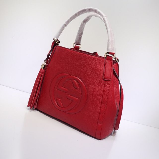 GG original calfskin small tote bag 336751 red