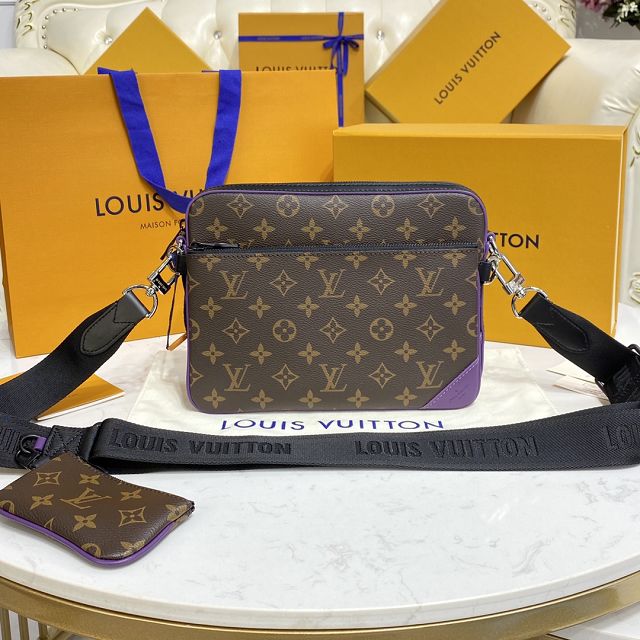 Louis vuitton original monogram canvas trio messenger bag M46266 purple