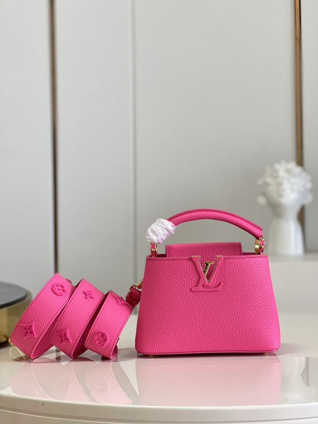 Louis vuitton original calfskin capucines mini handbag M20848 rose red