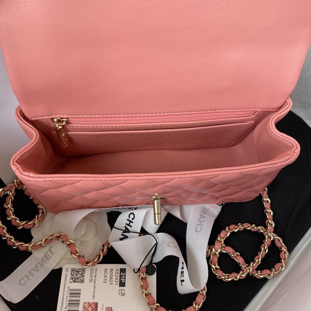 CC original lambskin top handle flap bag bag AS2431-2 pink