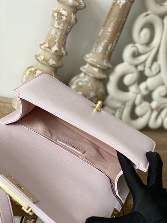 CC original grained calfskin medium boy handbag A67086 light pink