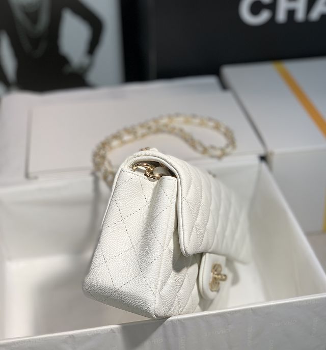 CC original grained calfskin mini flap bag A69900 white