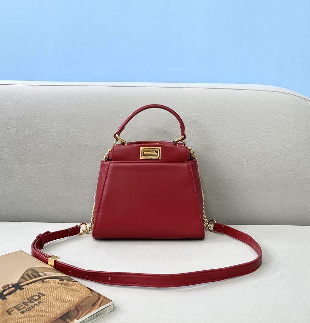 Fendi original calfskin mini peekaboo bag 8BN243-2 red