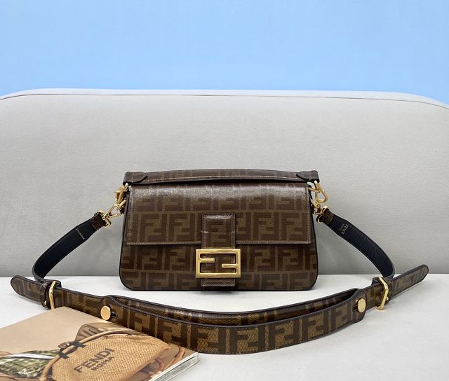 Fendi original fabric medium baguette bag 8BR600 brown