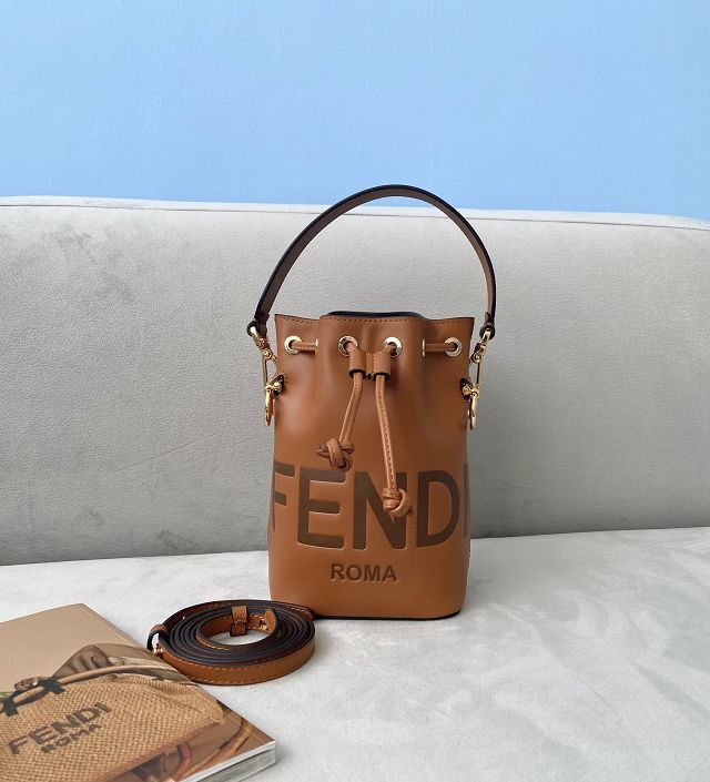 Fendi original calfskin small mon tresor bucket bag 8BS010 brown