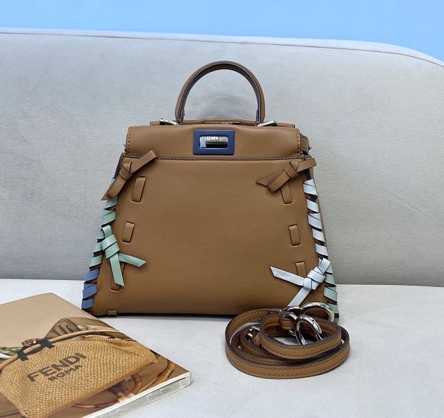 Fendi original calfskin small peekaboo bag 8BN244 brown