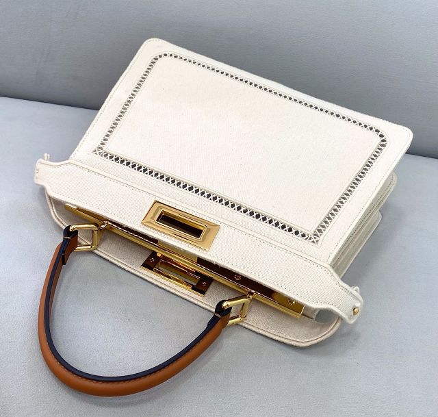 Fendi original canvas peekaboo ISeeU bag 8BN321 white