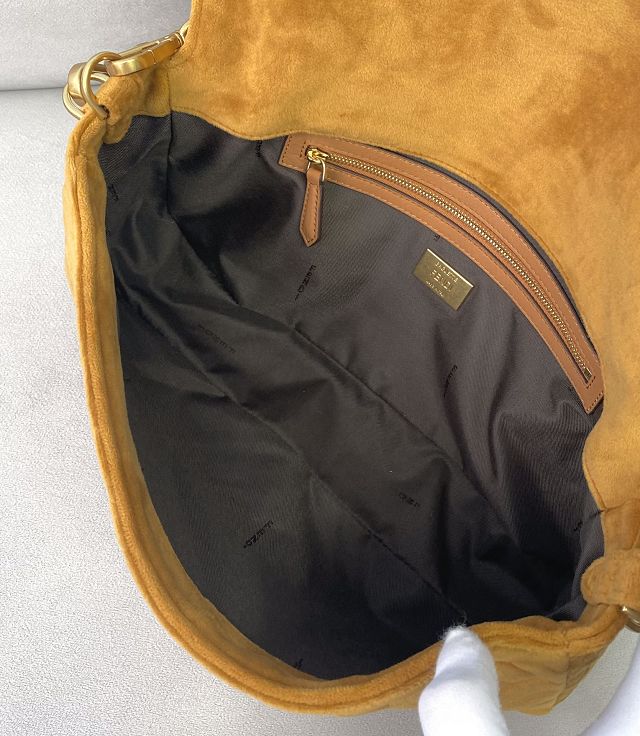 Fendi original velvet large baguette bag 8BR795 brown