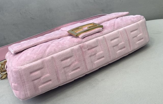 Fendi original velvet large baguette bag 8BR795 pink