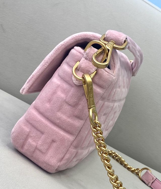 Fendi original velvet medium baguette bag 8BR600 pink