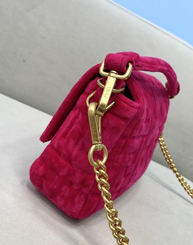 Fendi original velvet medium baguette bag 8BR600 rose red