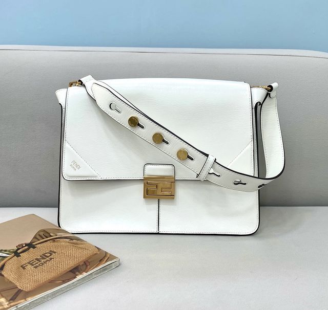 Fendi original calfskin medium kan U bag 8M0516 white