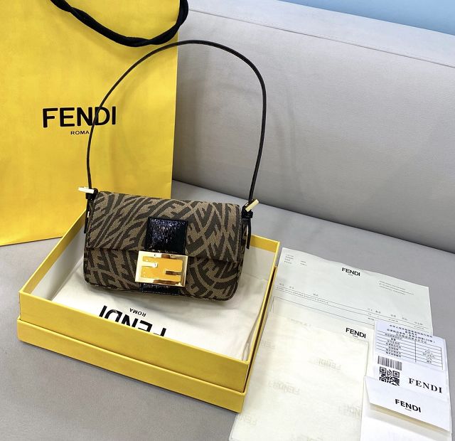 Fendi original canvas mini 1997 baguette bag 8BR712 black