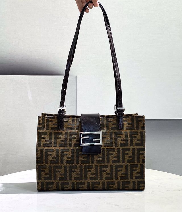 Fendi original fabric medium tote bag 8BR316 brown