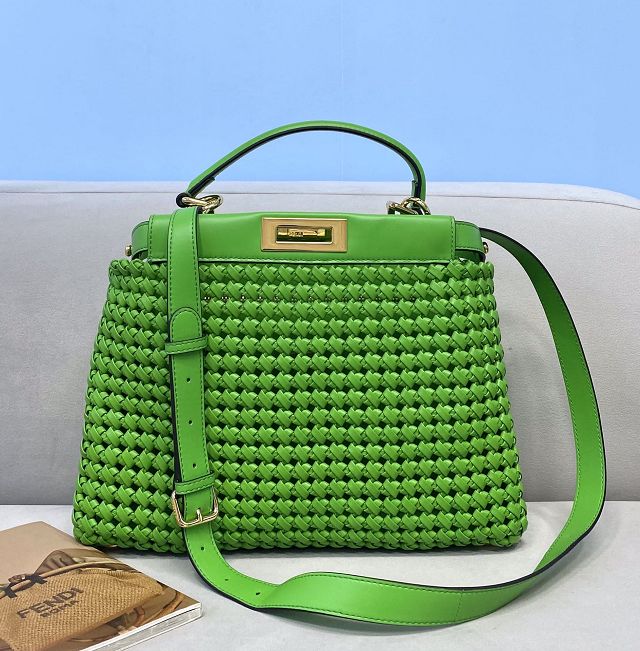 Fendi original lambskin medium peekaboo bag 8BN240 green