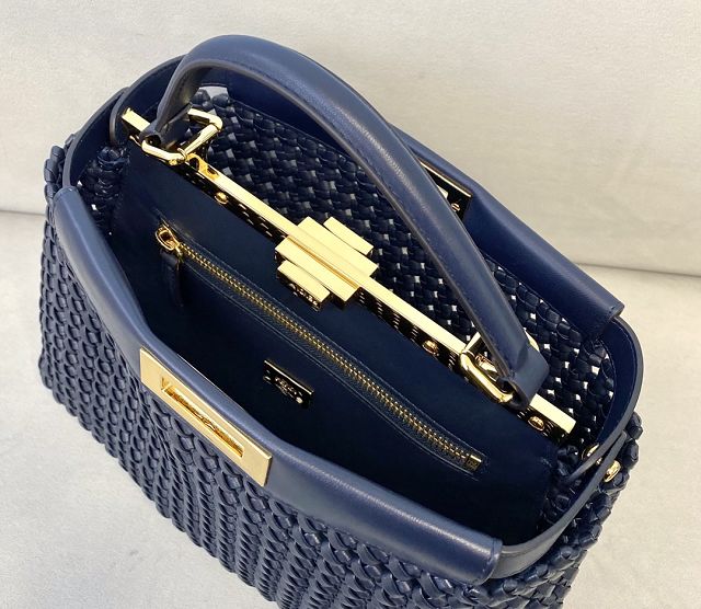 Fendi original lambskin medium peekaboo bag 8BN240 navy blue