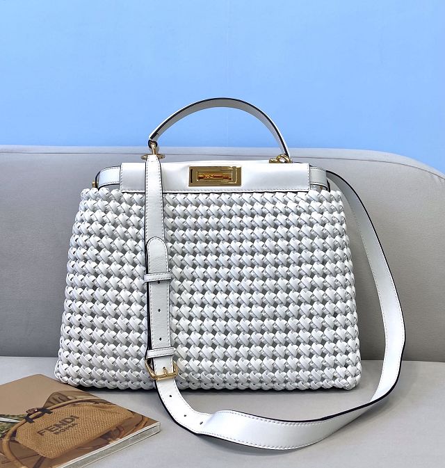 Fendi original lambskin medium peekaboo bag 8BN240 white