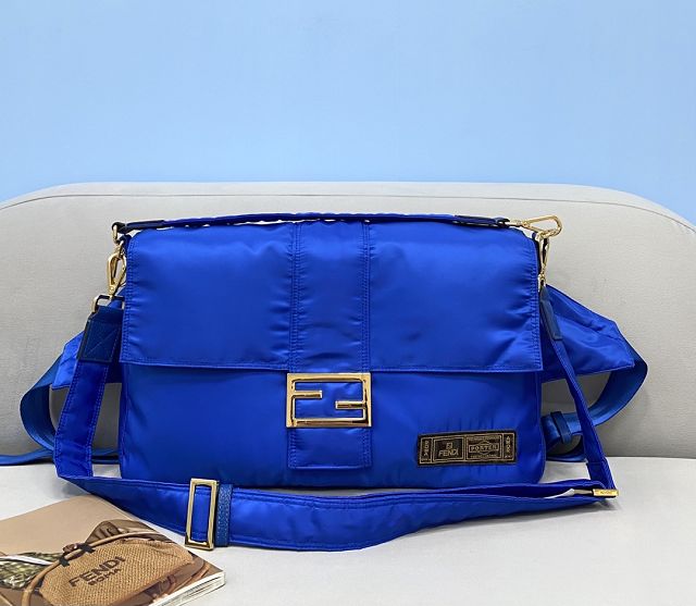 Fendi original nylon maxi baguette bag 8BR805 blue