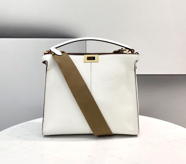 Fendi original grained calfskin medium peekaboo Iseeu tote 7VA527 white