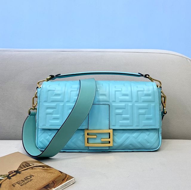 Fendi original lambskin large baguette bag 8BR795 sky blue