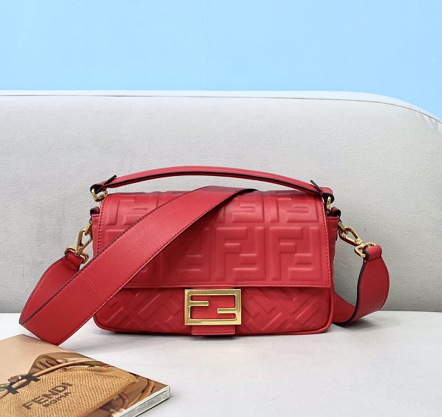 Fendi original lambskin medium baguette bag 8BR600 red