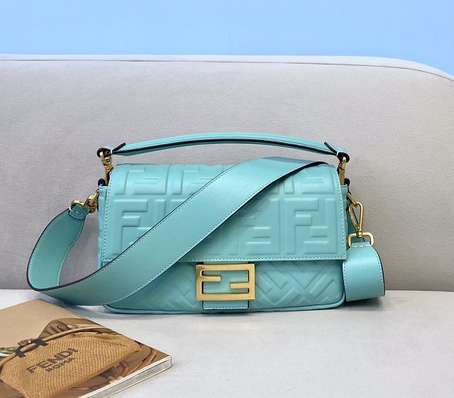 Fendi original lambskin medium baguette bag 8BR600 sky blue