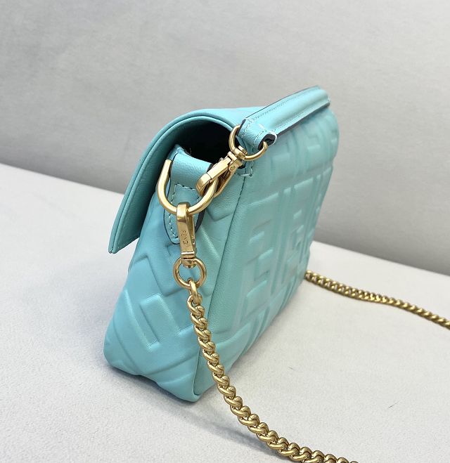 Fendi original lambskin mini baguette bag 8BS017 sky blue