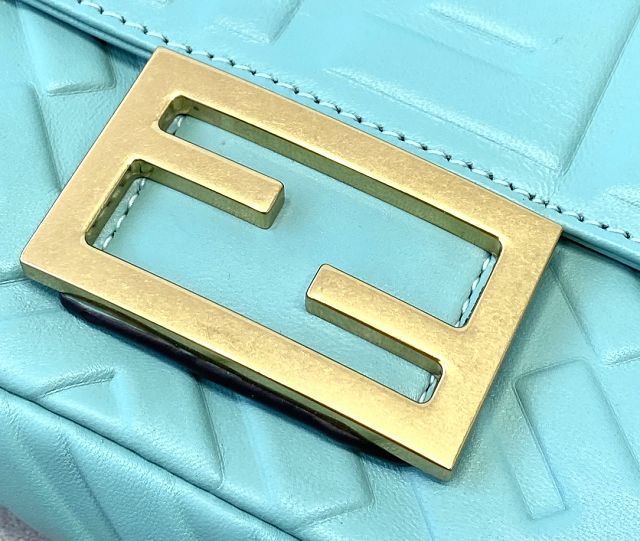 Fendi original lambskin mini baguette bag 8BS017 sky blue