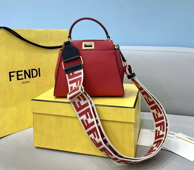 Fendi original lambskin small peekaboo bag 8BN244-2 red