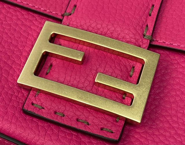 Fendi original grained calfskin medium baguette bag 8BR600 rose red