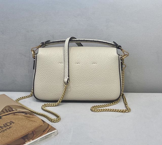 Fendi original grained calfskin mini baguette bag 8BS017 white