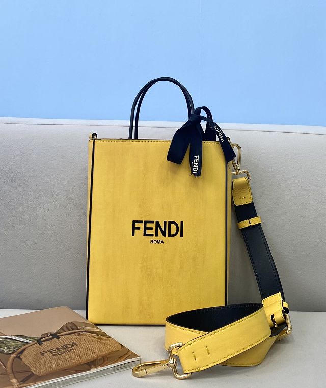 Fendi original suede small shopping bag 8BS030 yellow