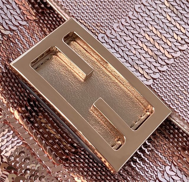 Fendi sequins mini baguette bag 8BS017 rose gold