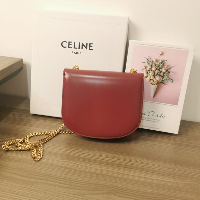 Celine original calfskin teen besace triomphe chain bag 110412 carmin