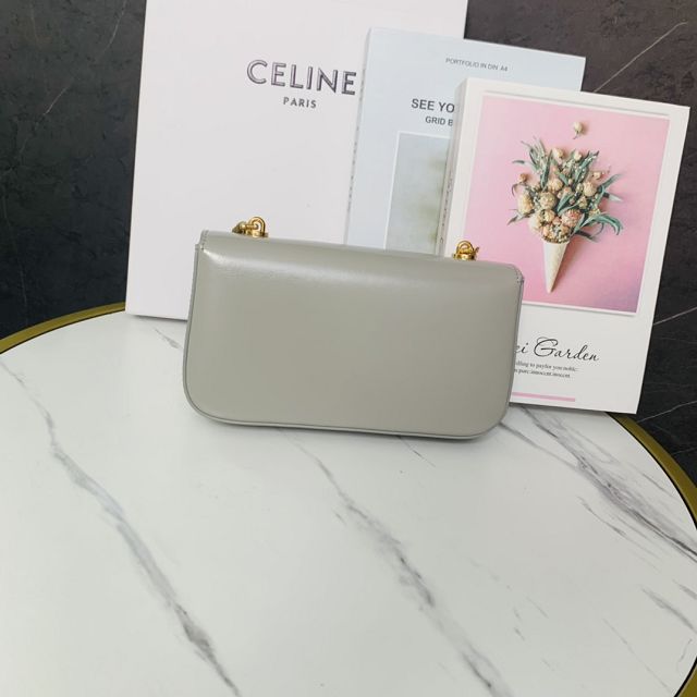 Celine original calfskin triomphe chain shoulder bag 197993 grey