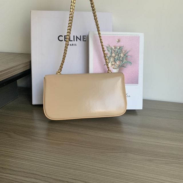 Celine original calfskin triomphe chain shoulder bag 197993 safari