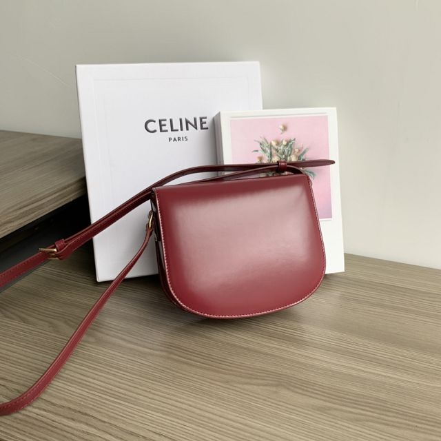 Celine original calfskin teen besace triomphe bag 110413 carmin