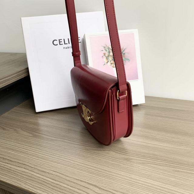 Celine original calfskin teen besace triomphe bag 110413 carmin