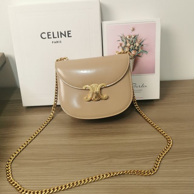 Celine original calfskin teen besace triomphe chain bag 110412 safari