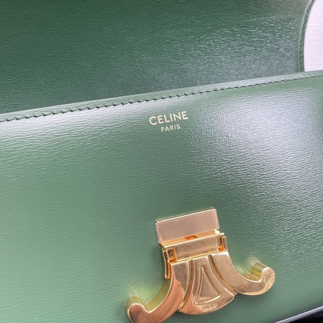 Celine original calfskin triomphe shoulder bag 194143 green