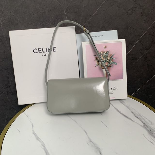Celine original calfskin triomphe shoulder bag 194143 grey