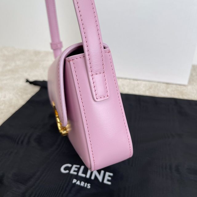 Celine original calfskin triomphe shoulder bag 194143 light purple