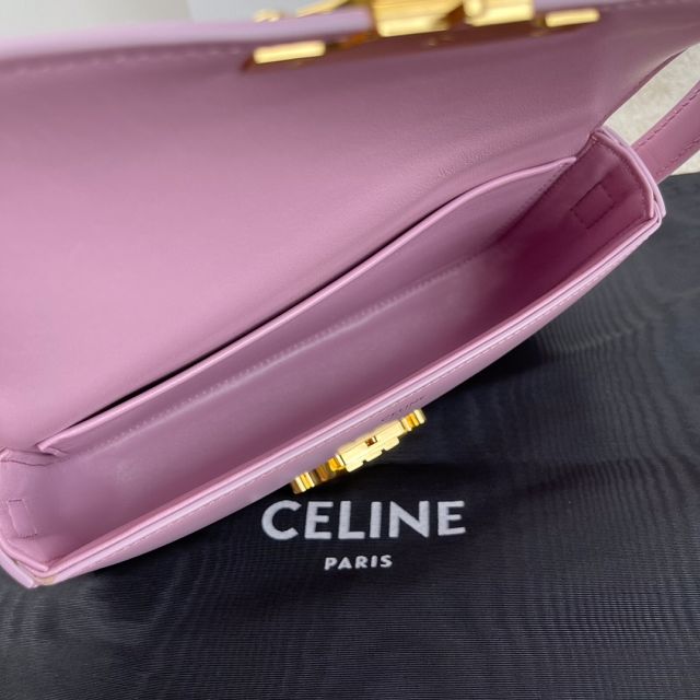 Celine original calfskin triomphe shoulder bag 194143 light purple