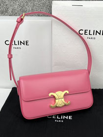 Celine original calfskin triomphe shoulder bag 194143 pink