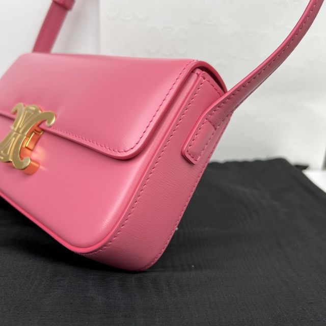 Celine original calfskin triomphe shoulder bag 194143 pink