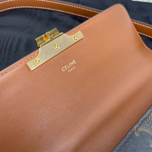 Celine original canvas triomphe shoulder bag 194143 tan