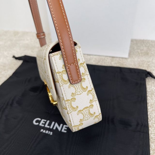 Celine original canvas triomphe shoulder bag 194143 white