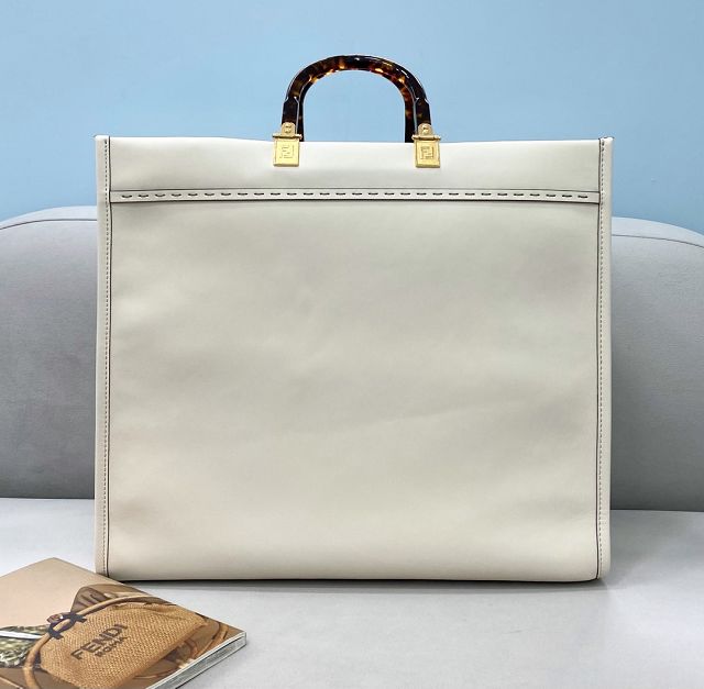 Fendi original calfskin large sunshine shopper bag 8BH372 white